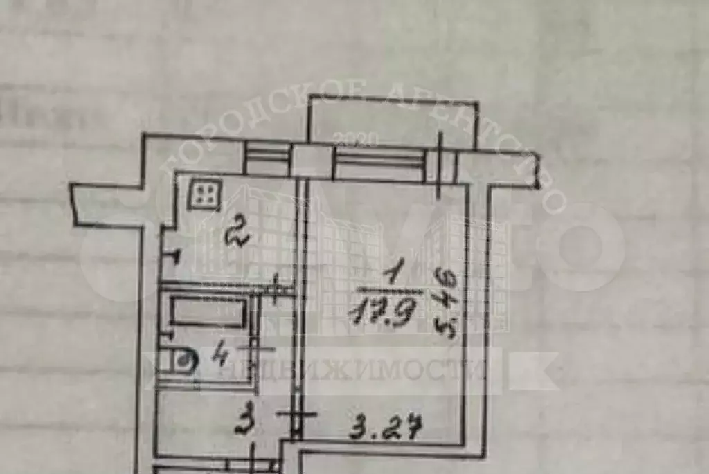 1-к. квартира, 31,6 м, 3/5 эт. - Фото 0