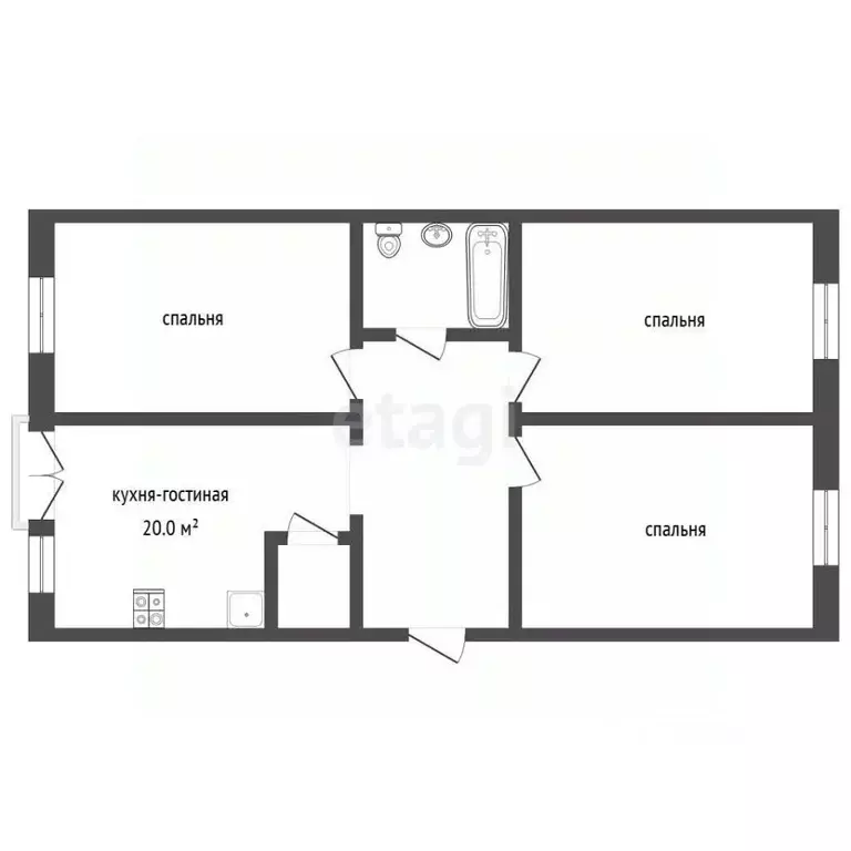 3-к кв. Челябинская область, Челябинский городской округ, пос. ... - Фото 1