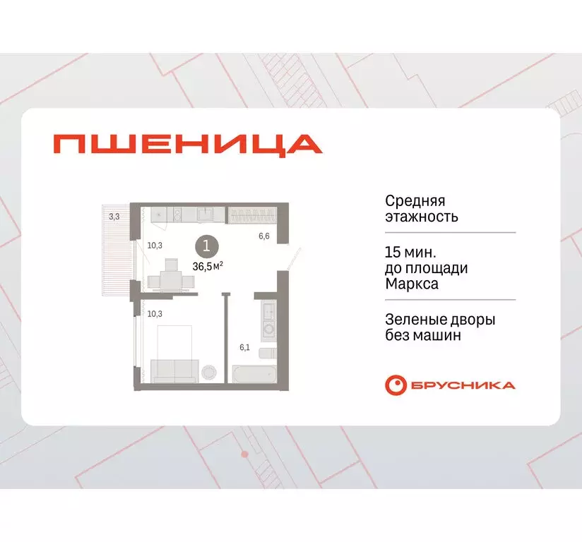 Квартира-студия: Новосибирский район, рабочий посёлок Краснообск, ... - Фото 1