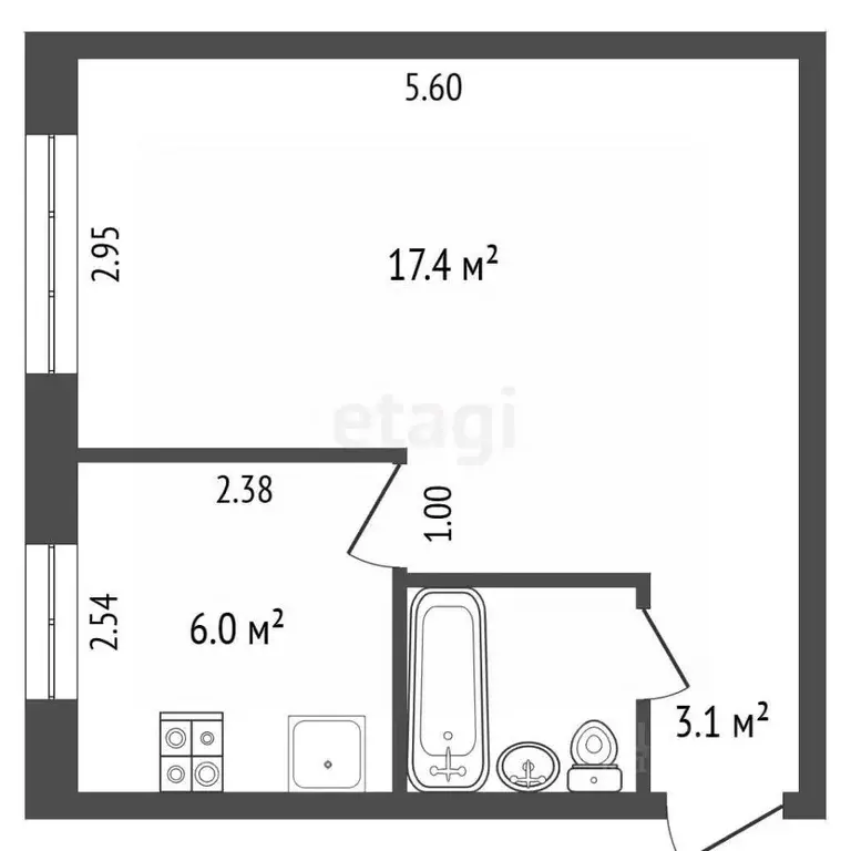 1-к кв. Вологодская область, Череповец ул. Мамлеева, 13 (30.1 м) - Фото 1