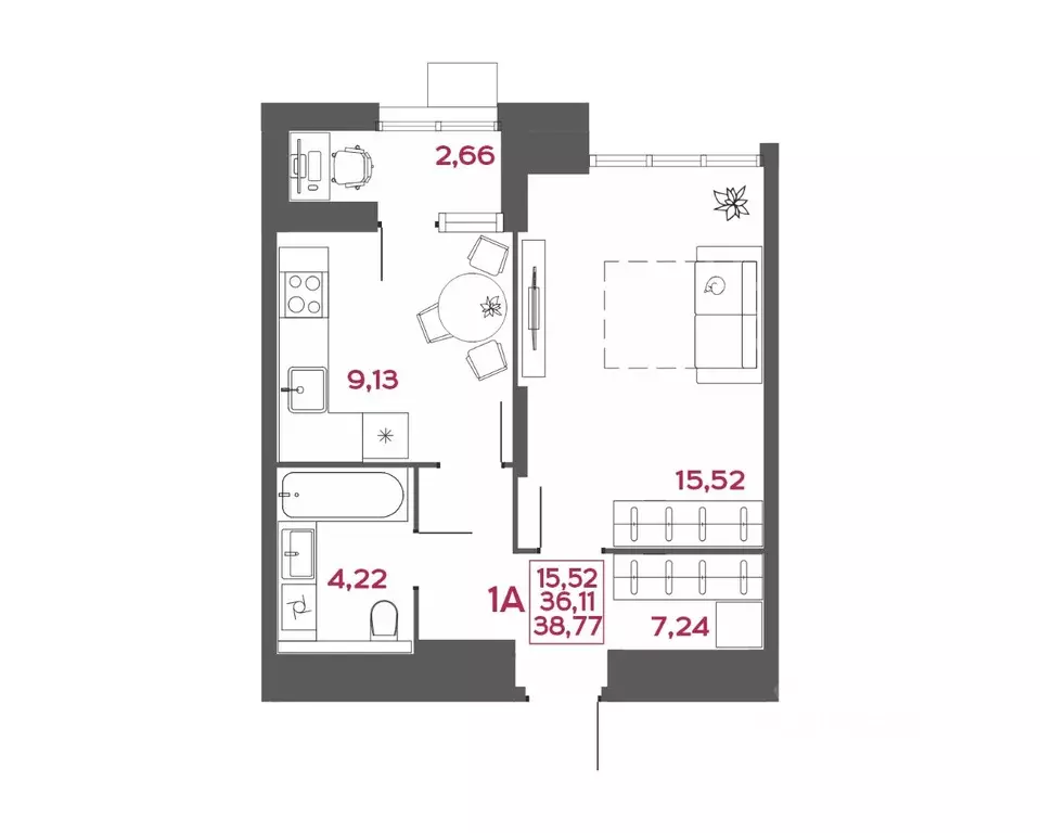 1-к кв. Пензенская область, Пенза Форт жилой комплекс (38.77 м) - Фото 1