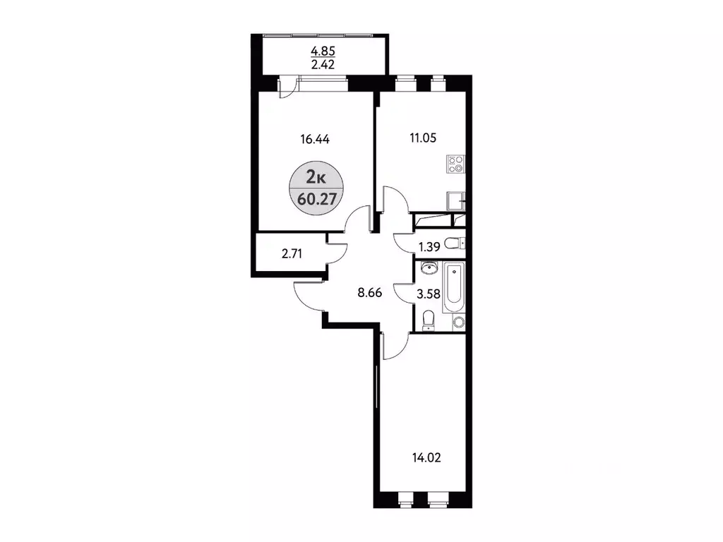 2-к кв. Московская область, Щелково ул. Механизаторов, 1Б (60.27 м) - Фото 1