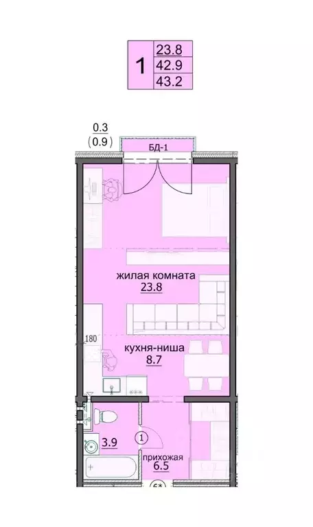 1-к кв. Пензенская область, Пенза ул. Яшиной, 8 (43.2 м) - Фото 0