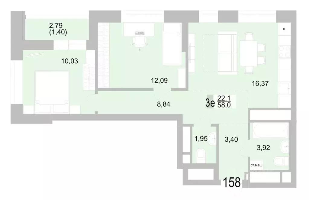 2-к кв. Свердловская область, Екатеринбург ул. Черкасская, 5к1 (59.4 ... - Фото 1
