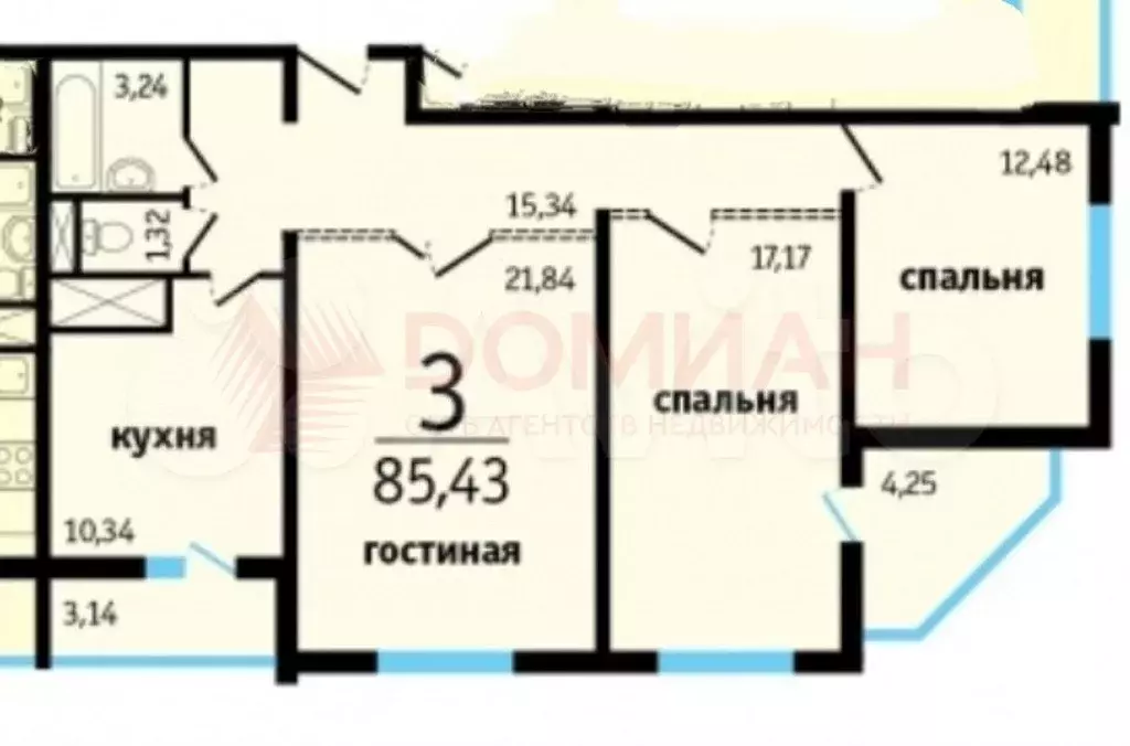 3-к. квартира, 85 м, 2/20 эт. - Фото 0