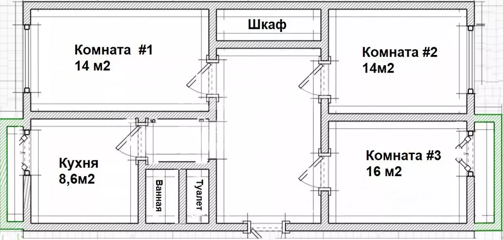 3-к кв. Новосибирская область, Новосибирск ул. Есенина, 7 (68.0 м) - Фото 1
