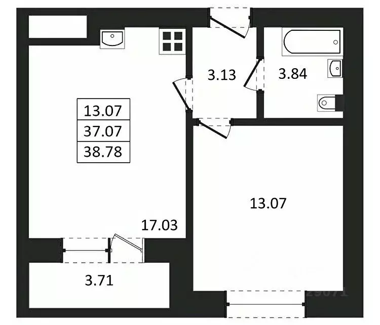 1-к кв. Татарстан, Лаишевский район, с. Сокуры ул. Березовая, 3 (37.53 ... - Фото 1