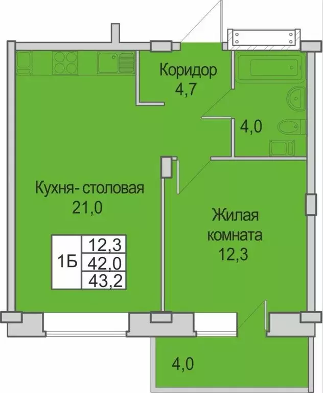 Продаётся 1-к квартира, 43.2 м - Фото 1