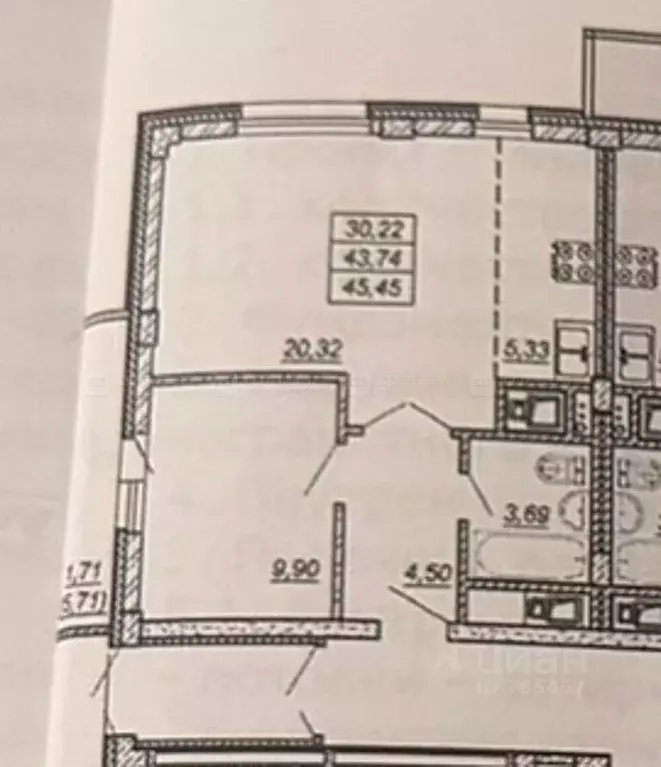 1-к кв. Татарстан, Казань ул. Максимова, 37Б (30.1 м) - Фото 2