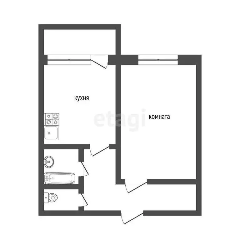 1-комнатная квартира: Ижевск, улица Е.М. Кунгурцева, 17 (34 м) - Фото 0