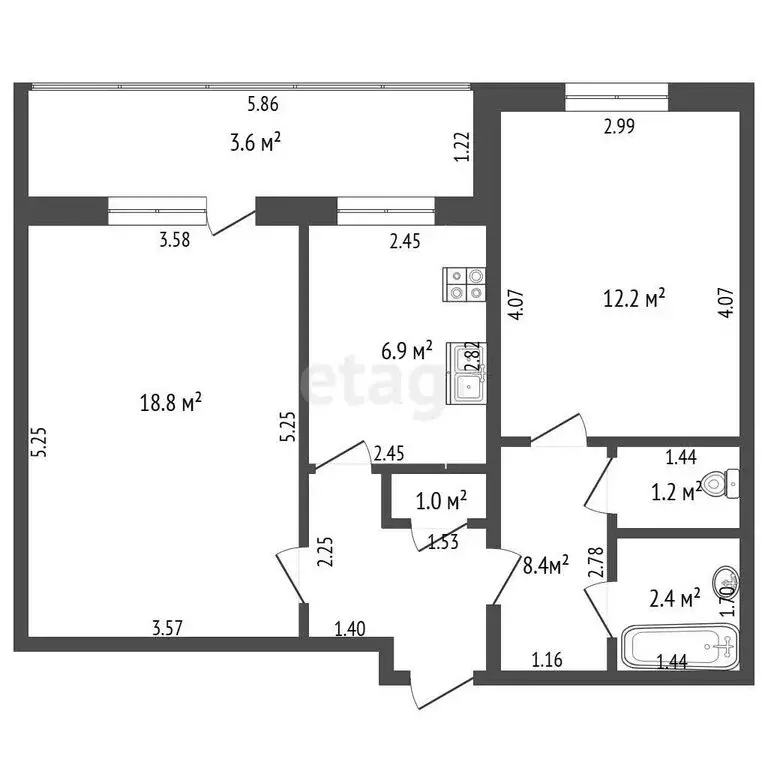 2-комнатная квартира: Стерлитамак, улица Богдана Хмельницкого, 44 ... - Фото 1