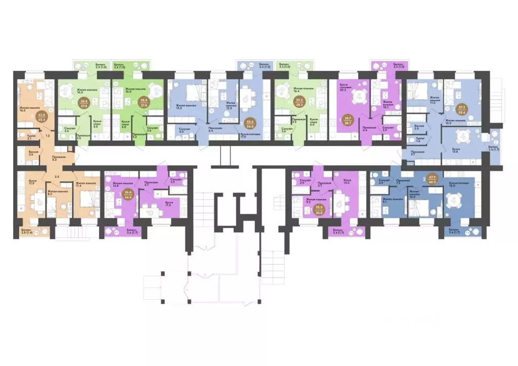 Студия Вологодская область, Вологда ул. Преображенского (28.8 м) - Фото 1