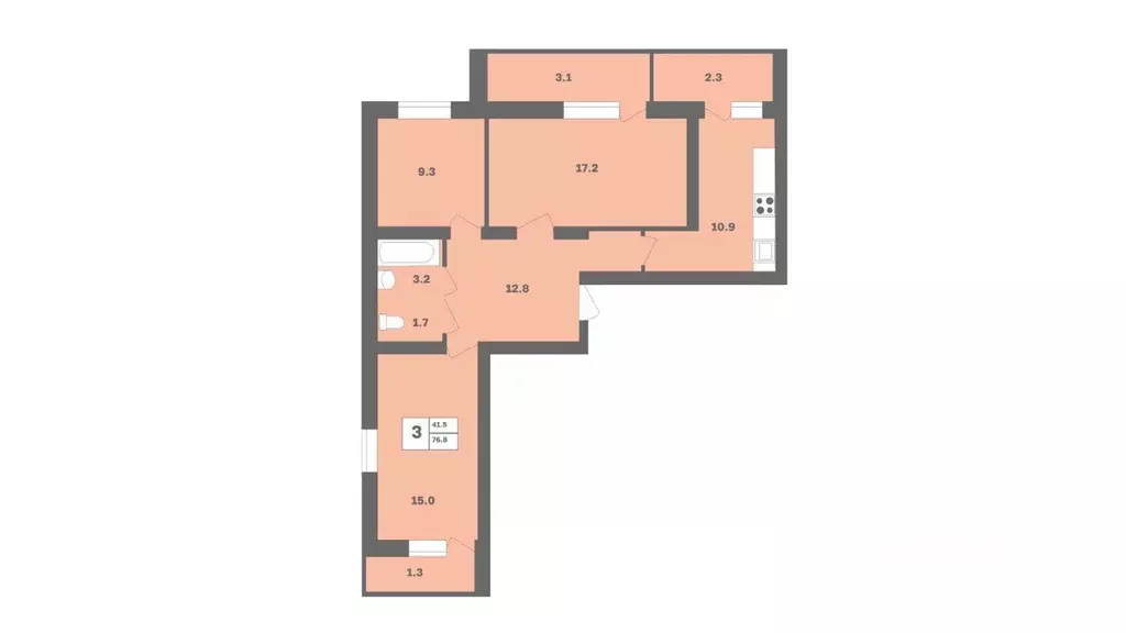 3-к кв. Башкортостан, Уфа Дагестанская ул., лит12 (76.8 м) - Фото 1