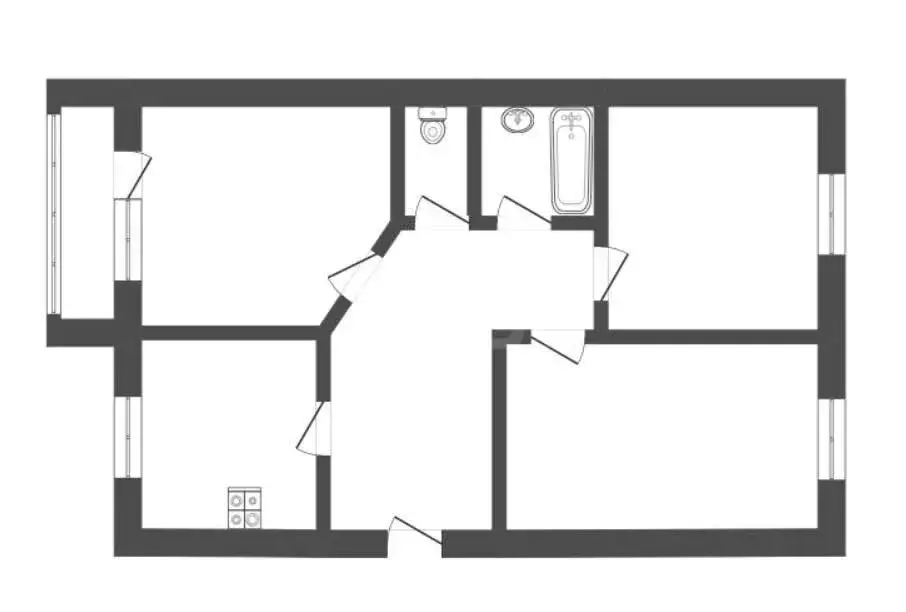 3-комнатная квартира: Грибановский, улица Гоголя, 13 (58.3 м) - Фото 1