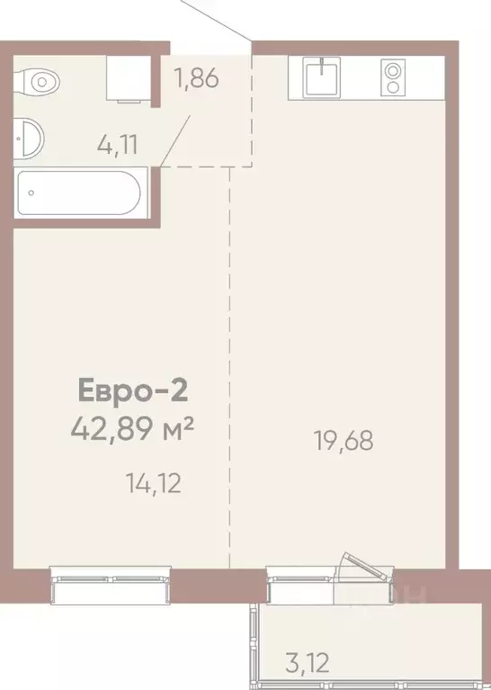 1-к кв. Иркутская область, Иркутск Советская ул., 109/3 (42.89 м) - Фото 0