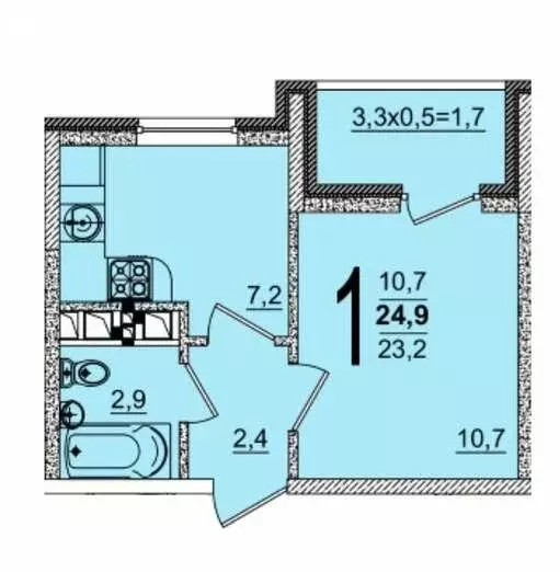 1-комнатная квартира: Краснодар, улица Западный Обход, 45к4 (23.1 м) - Фото 1
