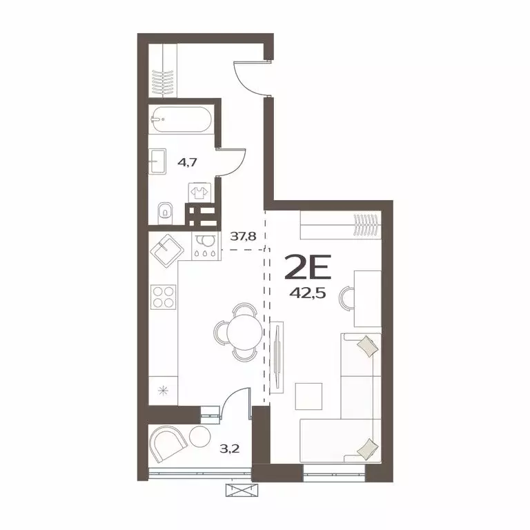 1-комнатная квартира: Владивосток, улица Коммунаров, 15к6 (42.5 м) - Фото 1