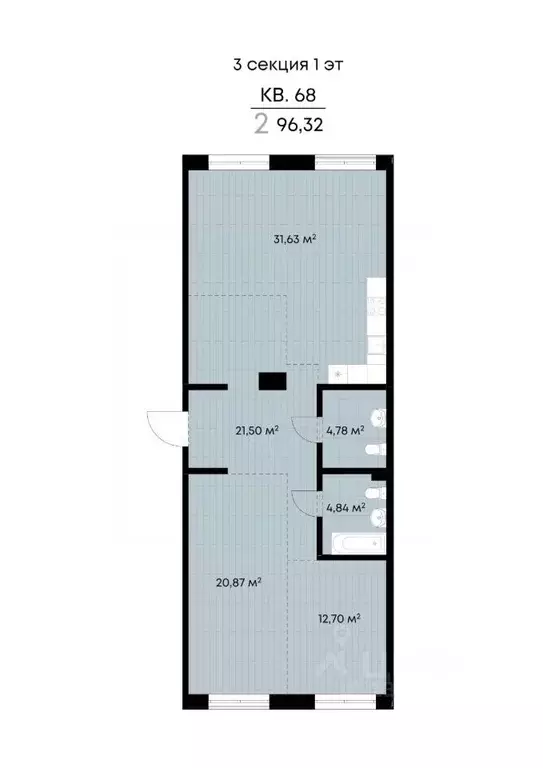 2-к кв. Иркутская область, Иркутск ул. Лебедева-Кумача, 25 (96.32 м) - Фото 0