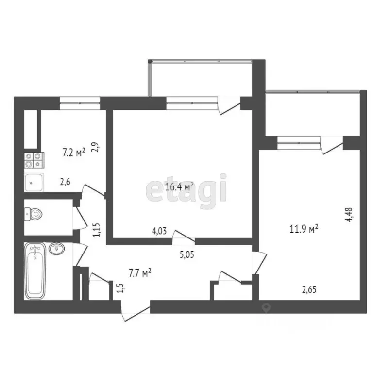 2-к кв. Крым, Симферополь ул. Кечкеметская (49.0 м) - Фото 0