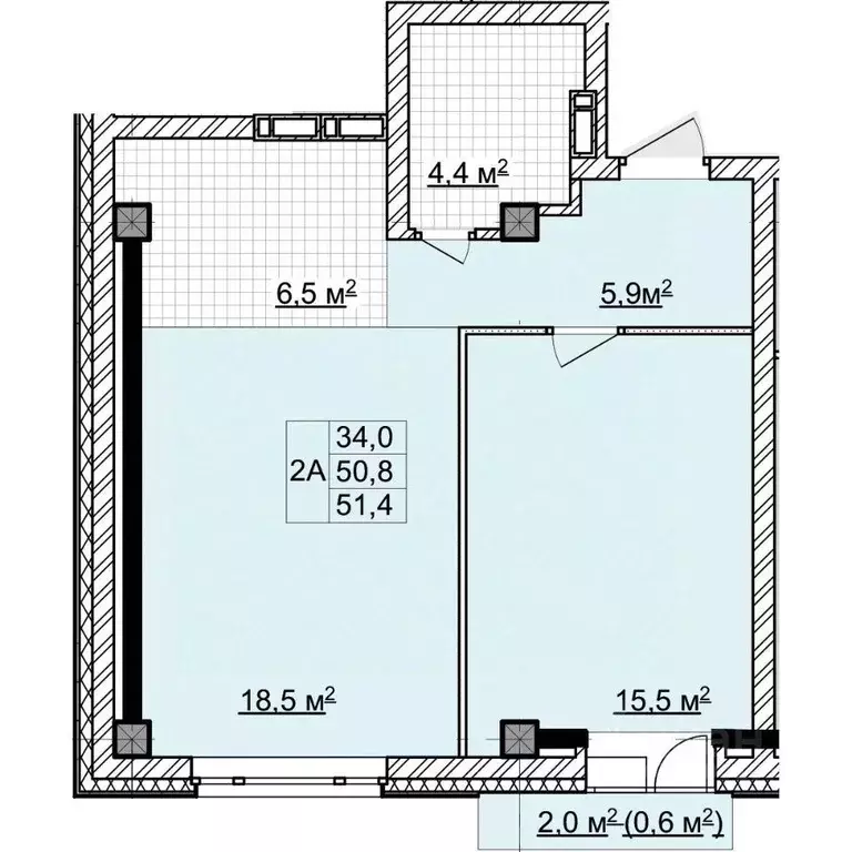 2-к кв. Томская область, Томск ул. Владимира Высоцкого, 8Д (50.8 м) - Фото 1
