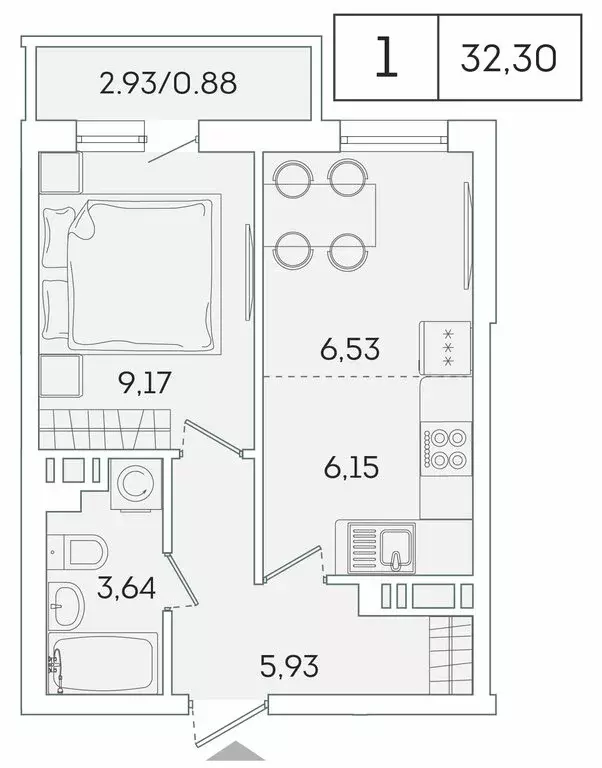 1-комнатная квартира: Мурино, Екатерининская улица, 11 (31.8 м) - Фото 0