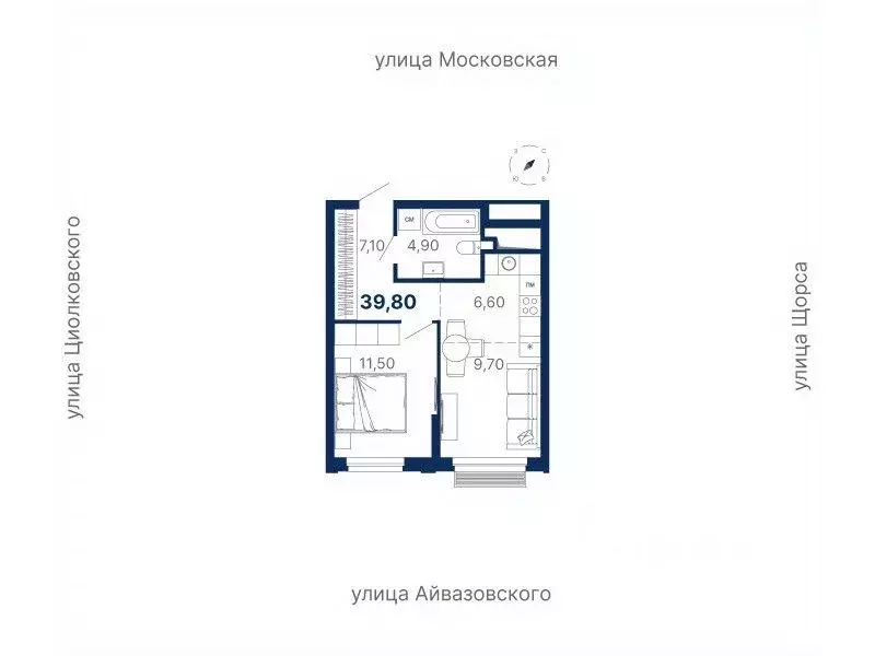 1-к кв. Свердловская область, Екатеринбург ул. Московская, 249/2 (39.8 ... - Фото 0