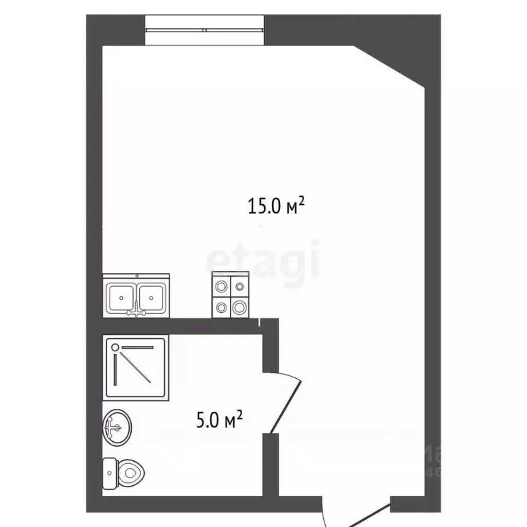 Студия Краснодарский край, Анапа ул. Кирова, 1 (20.0 м) - Фото 2
