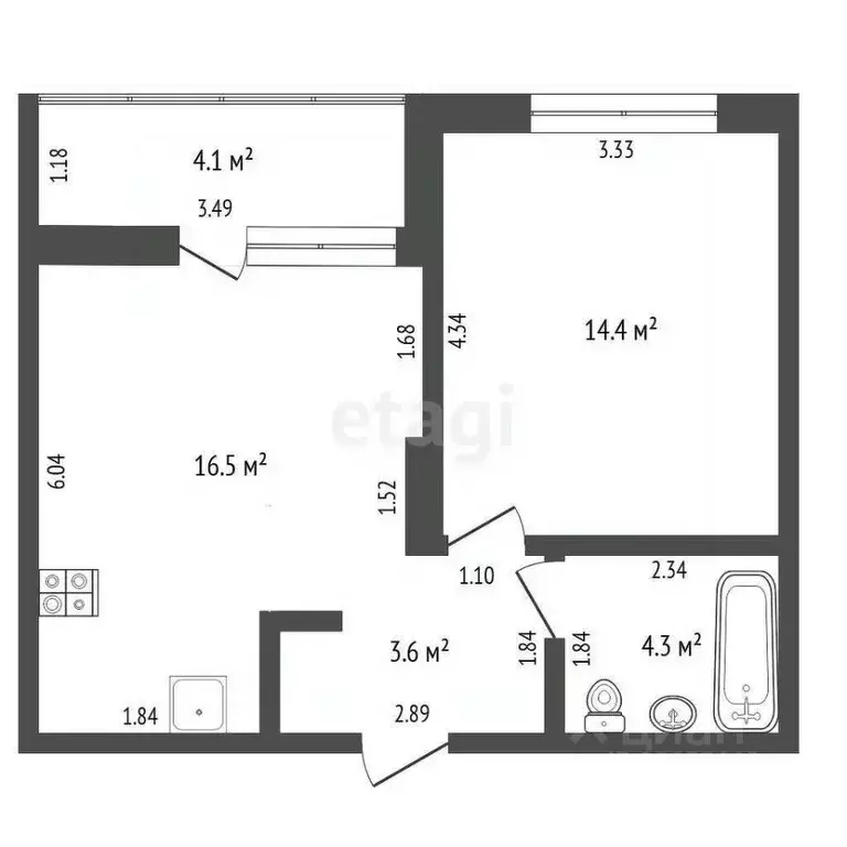 1-к кв. Тюменская область, Тюмень ул. Виктора Тимофеева, 9 (38.8 м) - Фото 2