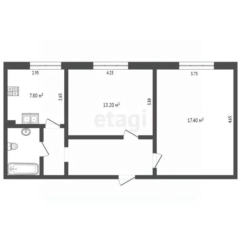 2-к кв. Вологодская область, Кадуй рп ул. Юбилейная, 7 (39.3 м) - Фото 2