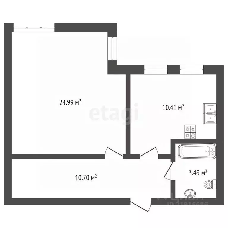 1-к кв. Калининградская область, Гурьевск бул. Краковский, 16 (52.0 м) - Фото 1