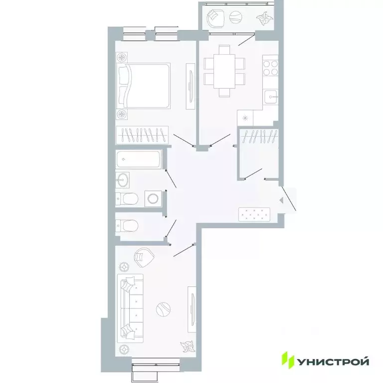 2-к кв. Пермский край, Пермь Рионская ул., 4А (55.21 м) - Фото 0