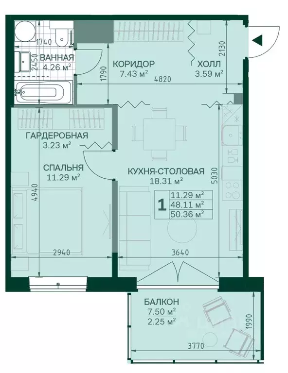 1-к кв. Санкт-Петербург Магнифика жилой комплекс (48.1 м) - Фото 0