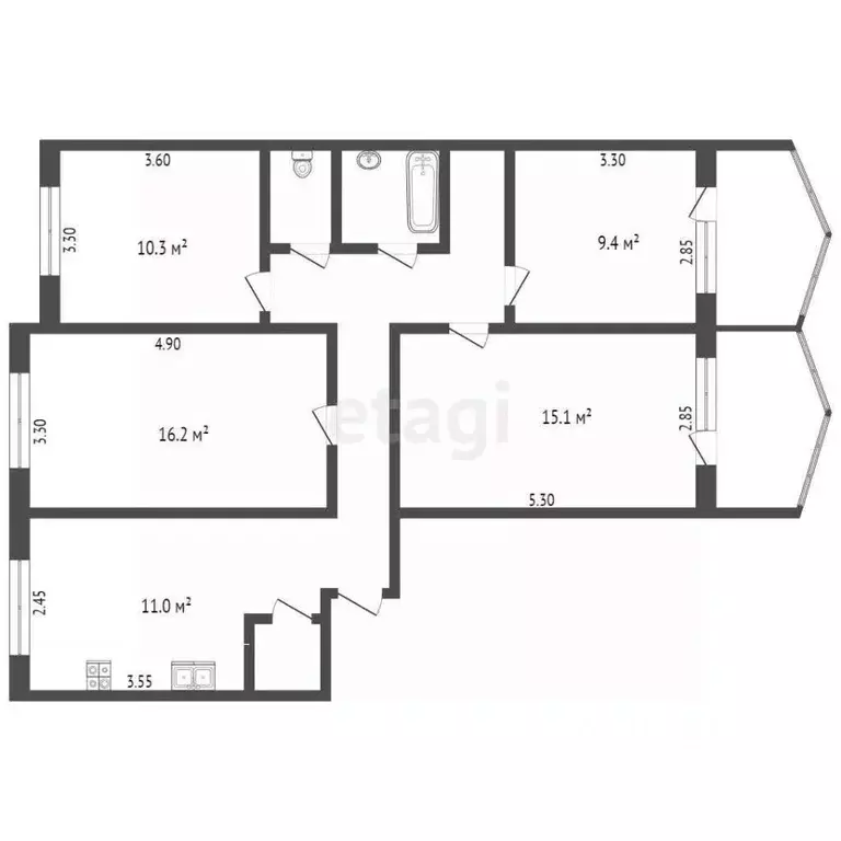 4-к кв. Ростовская область, Аксай ул. Вартанова, 20 (80.0 м) - Фото 1