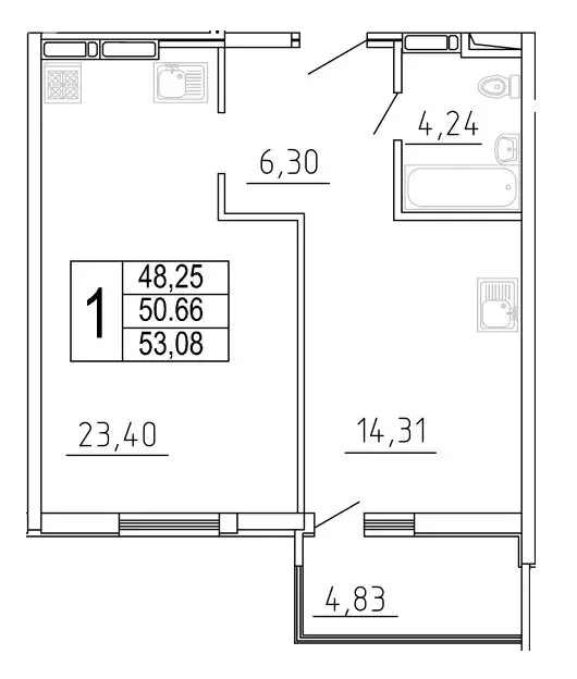 1-комнатная квартира: Самара, улица Дыбенко, 5 (53.24 м) - Фото 0