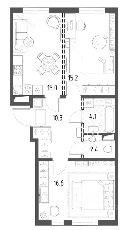 2-к кв. Санкт-Петербург Лисичанская ул., 15 (64.0 м) - Фото 0