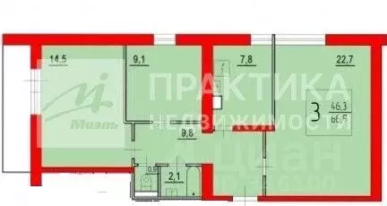 3-к кв. Москва ш. Энтузиастов, 98К5 (65.1 м) - Фото 1