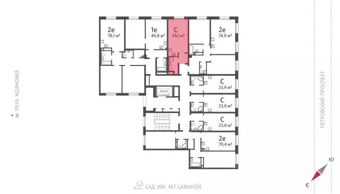 Студия Санкт-Петербург Петровский просп., 9к2 (29.0 м) - Фото 1