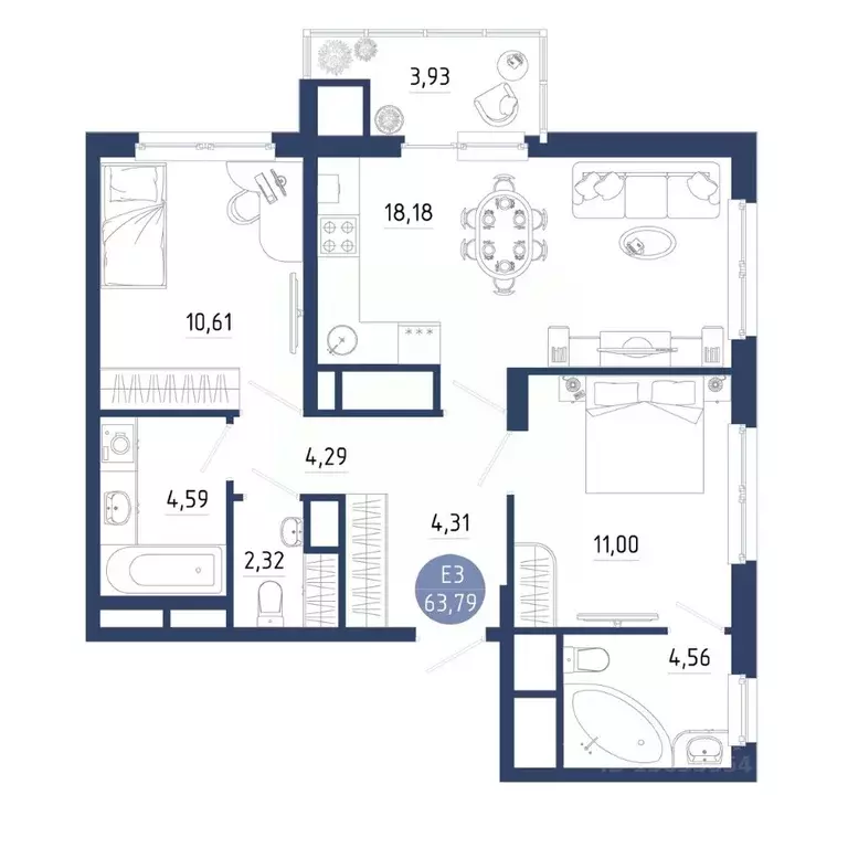 2-к кв. Рязанская область, Рязанский район, Дядьковское с/пос, с. ... - Фото 1