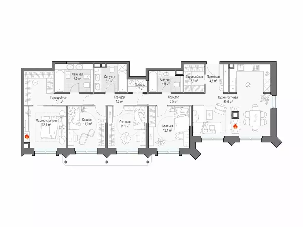 4-комнатная квартира: Москва, улица Академика Королёва, 21 (125.9 м) - Фото 1
