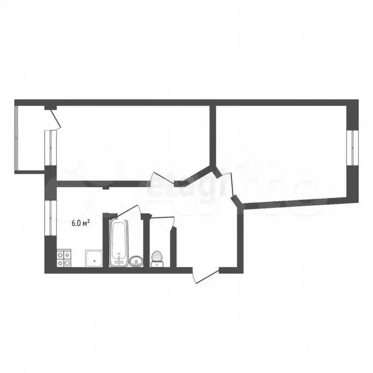 2-к. квартира, 46,5 м, 4/5 эт. - Фото 0