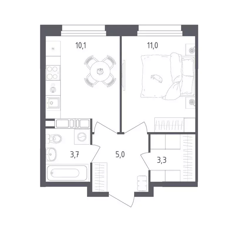 1-комнатная квартира: посёлок городского типа Заречье, Луговая улица, ... - Фото 1
