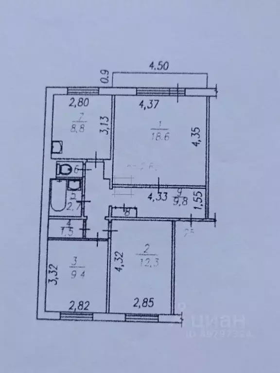 3-к кв. Кемеровская область, Новокузнецк ул. Шолохова, 5 (64.7 м) - Фото 1