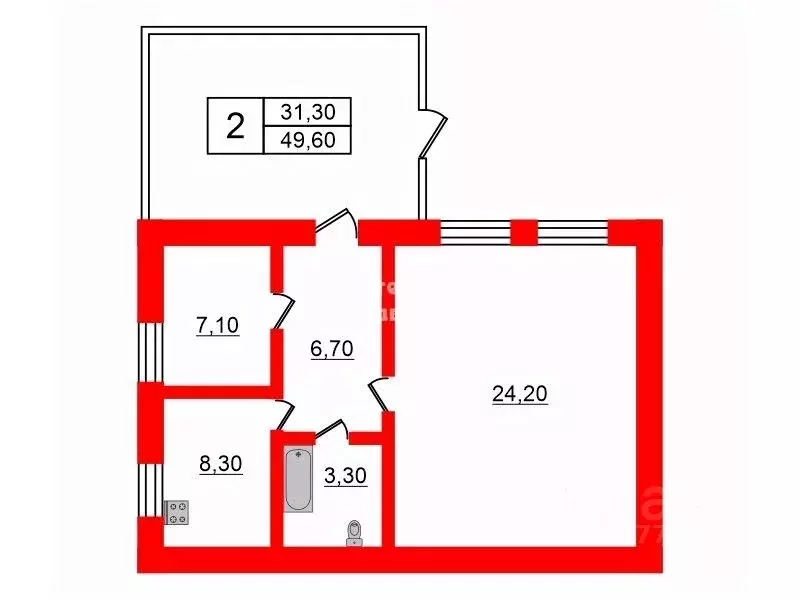 2-к кв. Ленинградская область, Гатчинский муниципальный округ, д. ... - Фото 2