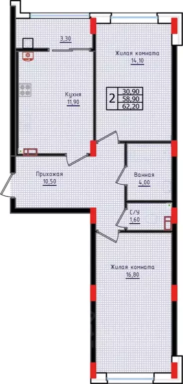 2-к кв. Ставропольский край, Ставрополь ул. Якова Андрюшина, 6 (62.2 ... - Фото 1