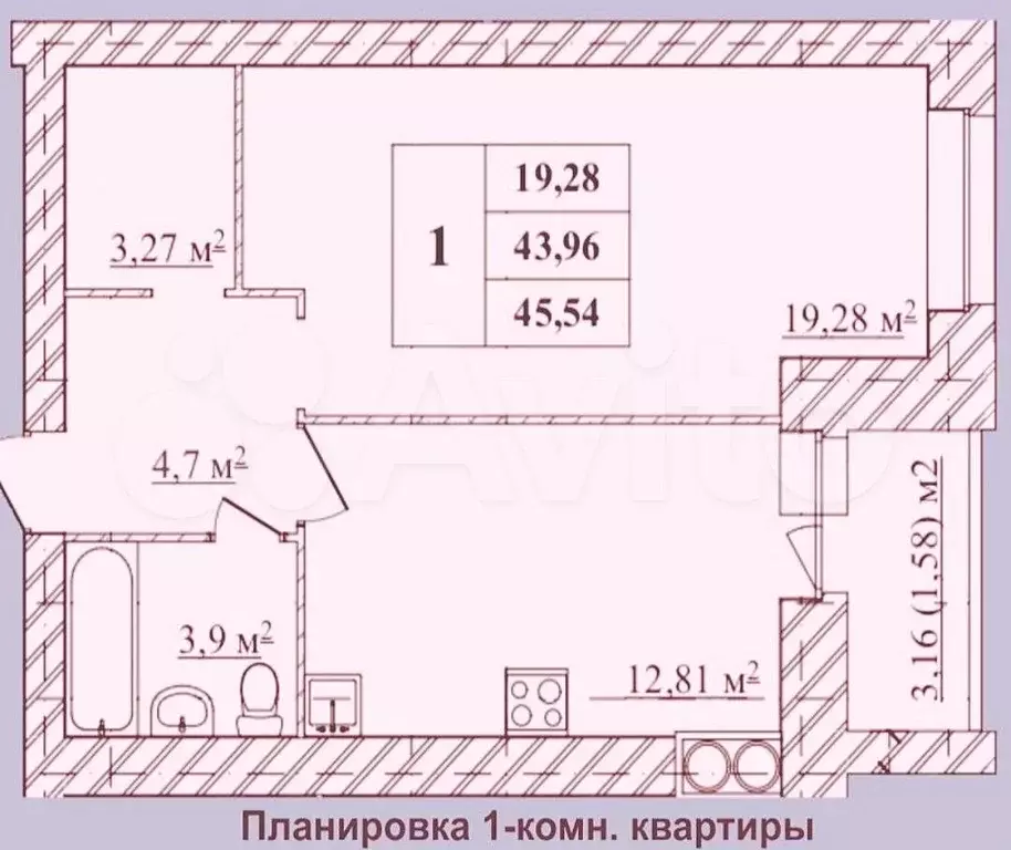 1-к. квартира, 46 м, 1/10 эт. - Фото 0