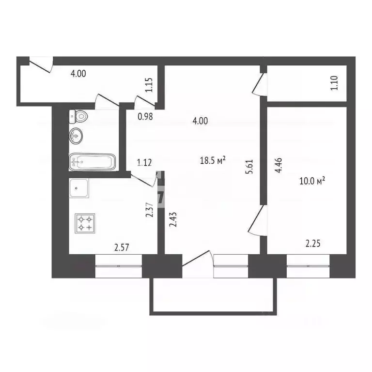 2-к кв. Липецкая область, Липецк ул. Гагарина, 121/1 (45.8 м) - Фото 2