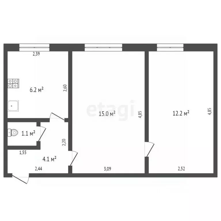 2-к кв. Брянская область, Климово рп ул. Коммунистическая, 24 (38.2 м) - Фото 1