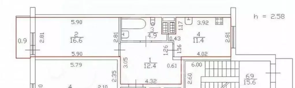 1-к кв. Санкт-Петербург пос. Шушары, просп. Новгородский, 10 (45.3 м) - Фото 2