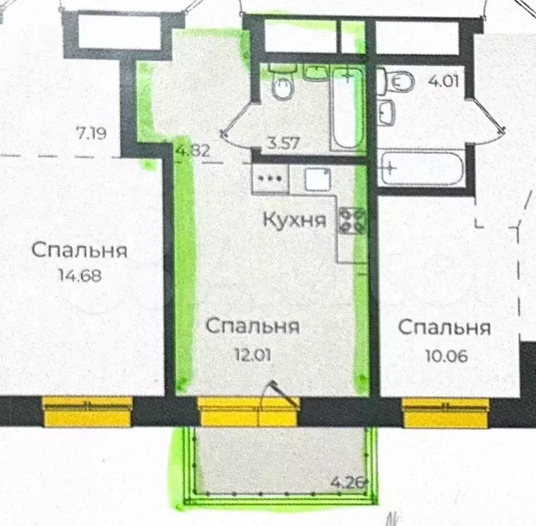 1-к. квартира, 30 м, 2/20 эт. - Фото 0