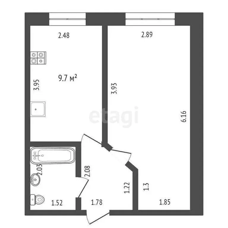 1-комнатная квартира: Заводоуковск, улица Мелиораторов, 10 (32.2 м) - Фото 1